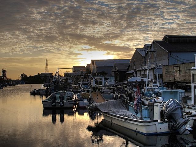 夕暮れの福船だまり風景　HDR